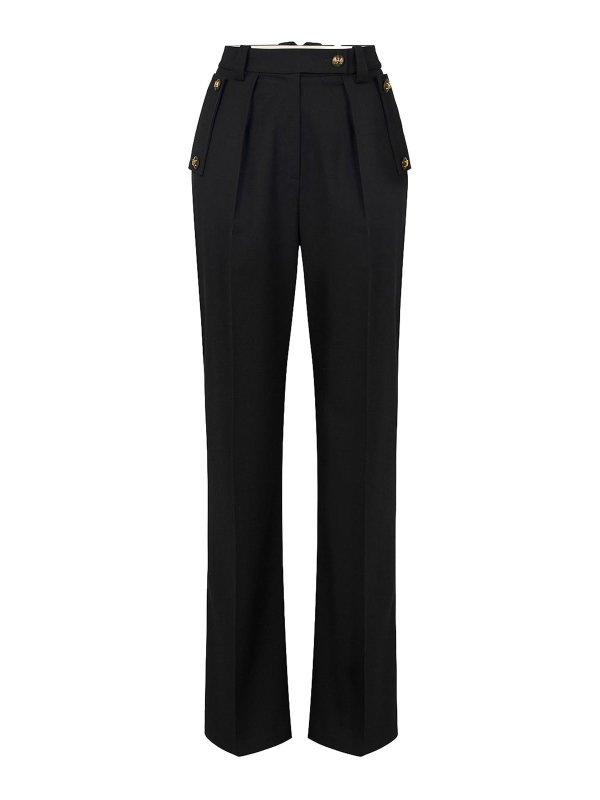 ELISABETTA FRANCHI: casual trousers - Gabardine Palazzo Trousers