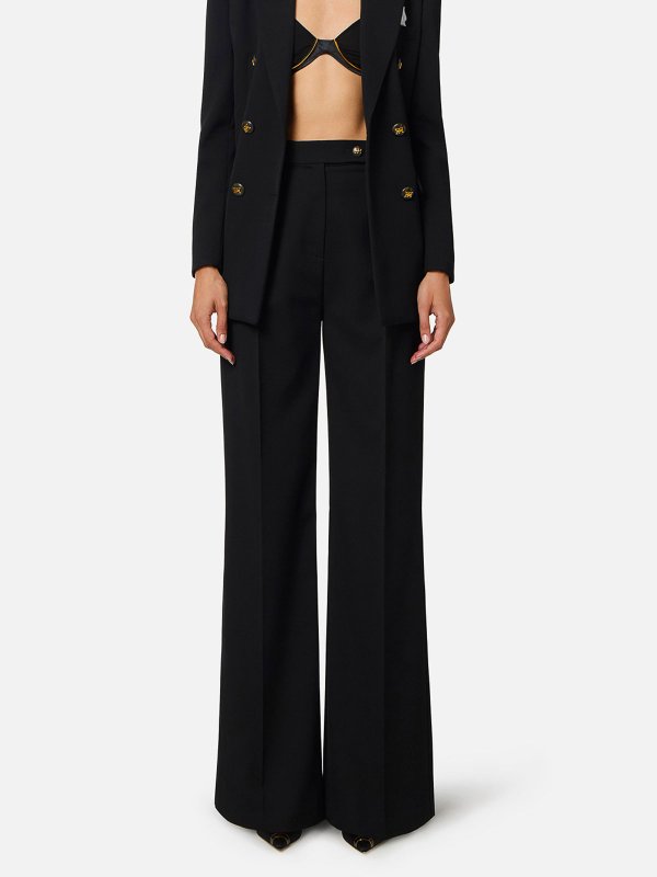 ELISABETTA FRANCHI: casual trousers online - Gabardine Palazzo Trousers