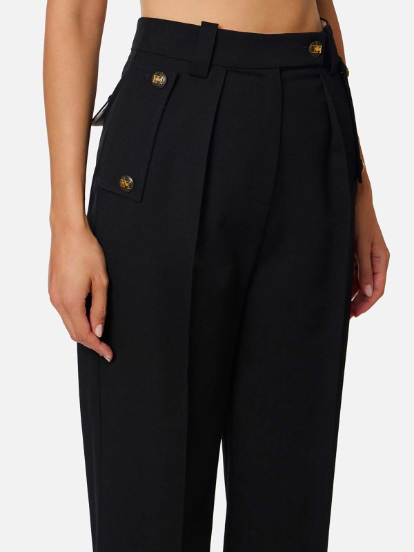 The Best Shops ELISABETTA FRANCHI: casual trousers - Gabardine Palazzo Trousers