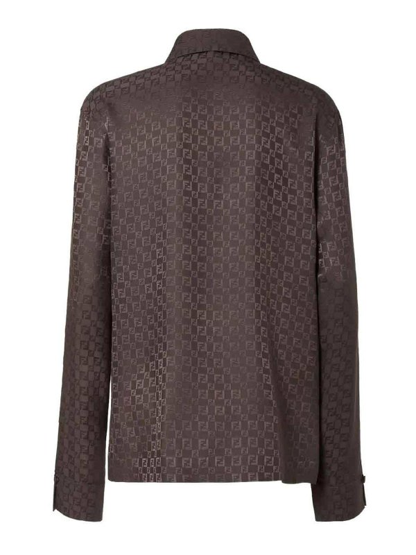 FENDI: shirts online - Silk Ff Jacquard Crossover Shirt