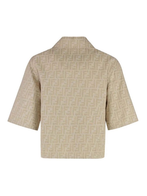 FENDI: denim jacket online - Ff Chambray Denim Cropped Jacket