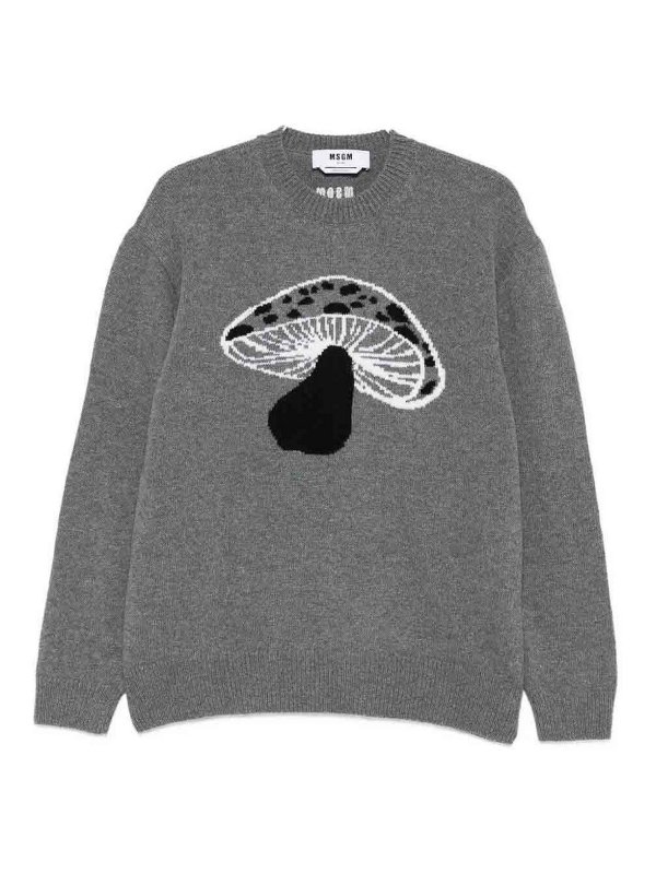 m.s.g.m.: Suéteres con cuello pico - Suéter Cuello Redondo - Gris