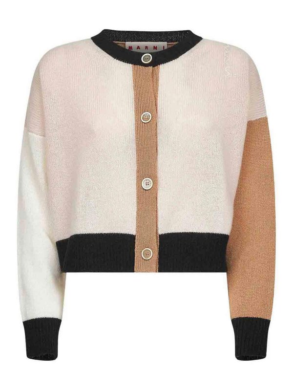 Marni: cardigans - Colour-Block Cashmere Cardigan