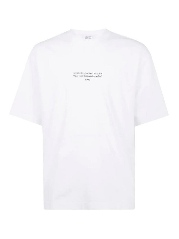 OFF-WHITE: t-shirt - Maglietta in cotone con stampa slogan