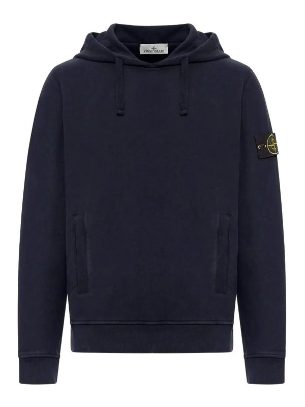 STONE ISLAND: Sweatshirts & Sweaters - Brushed Organic Cotton Fleece Hoodie