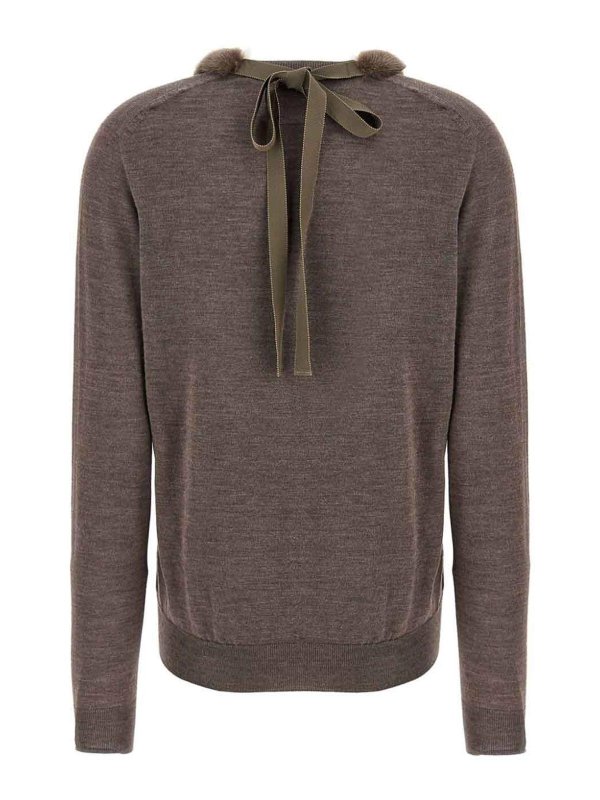 FENDI: v necks online - Wool And Silk V-Neck Jumper