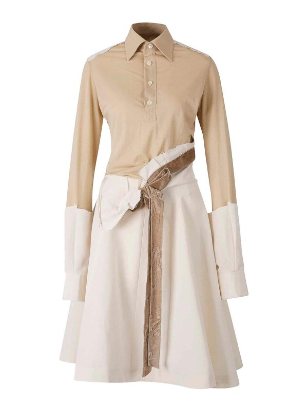 MM6 MAISON MARGIELA: Knielange Kleider - Knielanges Kleid - Beige