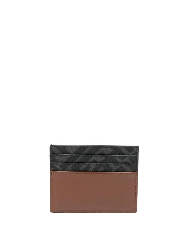 FENDI: wallets & purses online - Leather And Ff Canvas Squared Card Holder