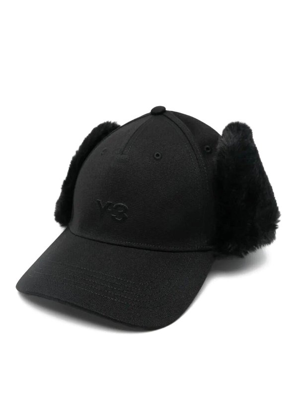 Y-3: hats & caps - Faux Fur Baseball Cap