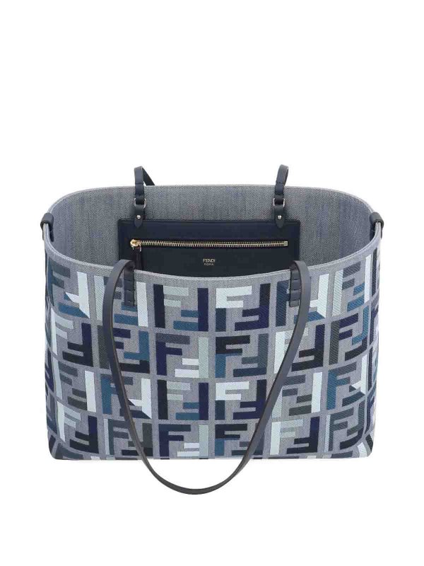 FENDI: totes bags online - Roll Large Canvas Shopper With Ff Embroidery