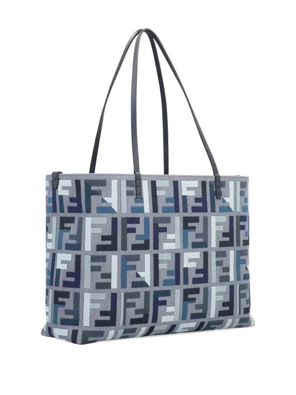 The Best Shops FENDI: totes bags - Roll Large Canvas Shopper With Ff Embroidery