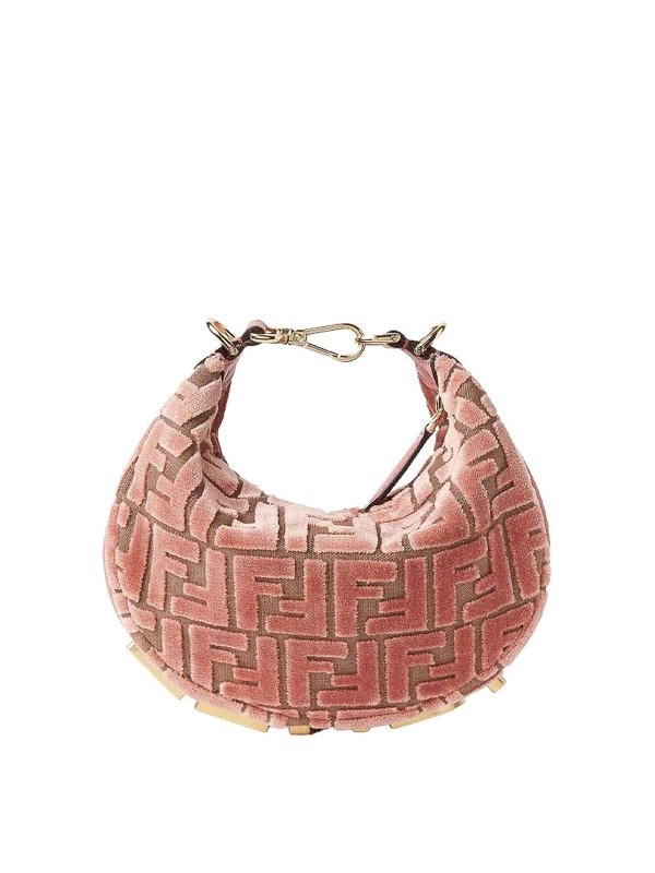 FENDI: cross body bags - Graphy Mini Hobo Bag In Ff Jacquard Velvet