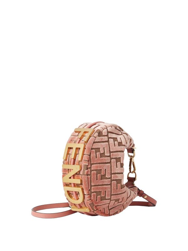 The Best Shops FENDI: cross body bags - Graphy Mini Hobo Bag In Ff Jacquard Velvet