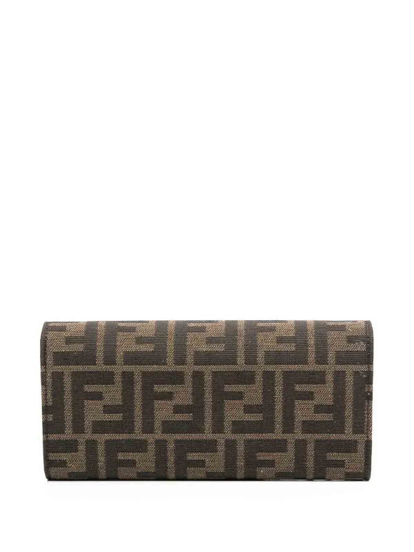 FENDI: clutches online - Ff-Print Canvas Chain Wallet