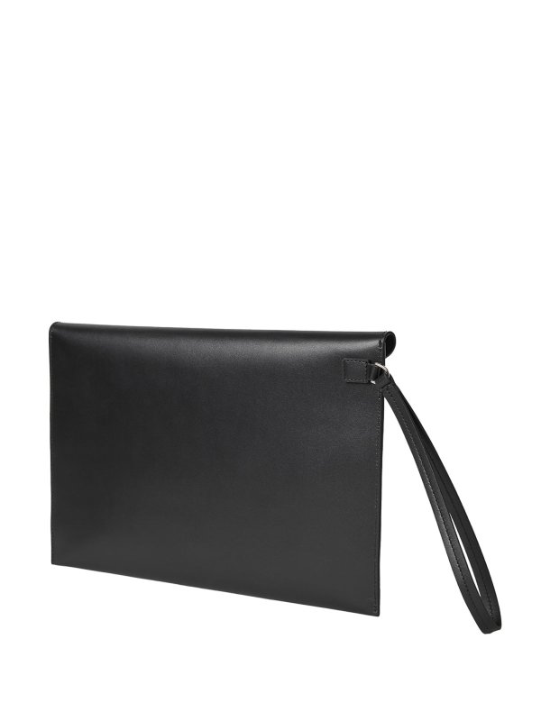FENDI: clutches online - Large Ff Squared Leather Flat Pouch