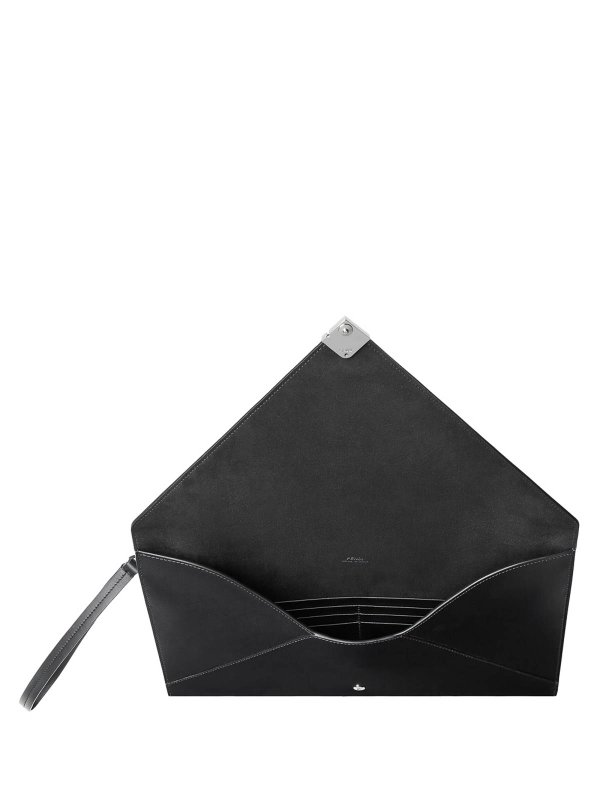 The Best Shops FENDI: clutches - Large Ff Squared Leather Flat Pouch