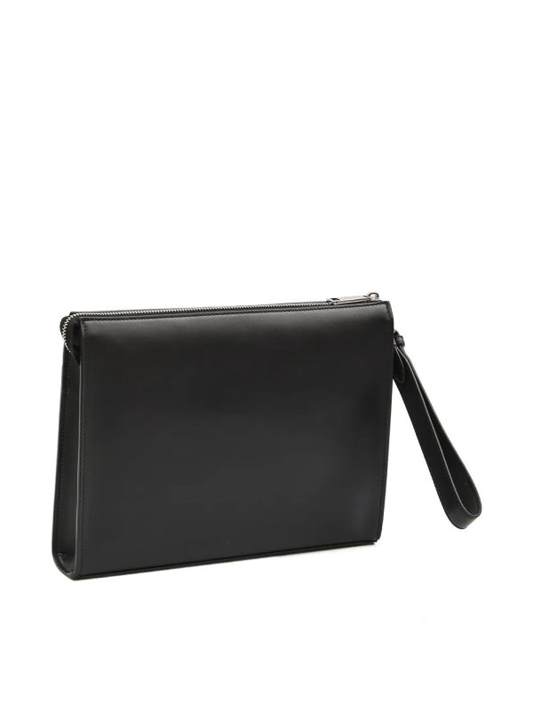 FENDI: clutches online - Leather And Canvas Ff Squared Clutch