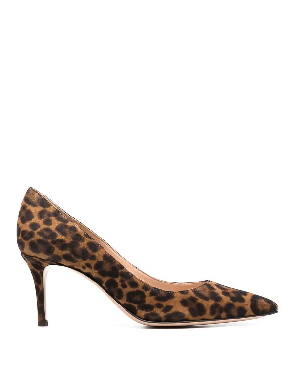 Gianvito Rossi: court shoes - Gianvito 70 Leopard-Print Suede Pumps