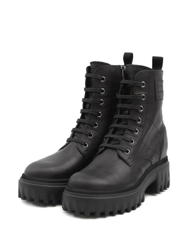 HOGAN: boots online - H700 Chunky Biker Boots In Leather