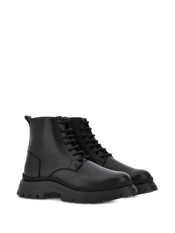 HOGAN: boots online - H692 Lace-Up Leather Boots With Zip
