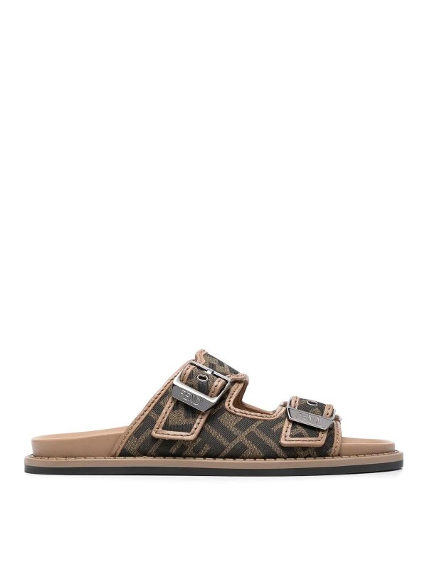 FENDI: sandals - Feel Ff Jacquard Fabric Sandals
