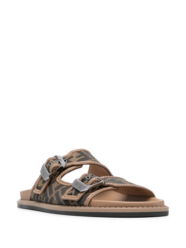 FENDI: sandals online - Feel Ff Jacquard Fabric Sandals