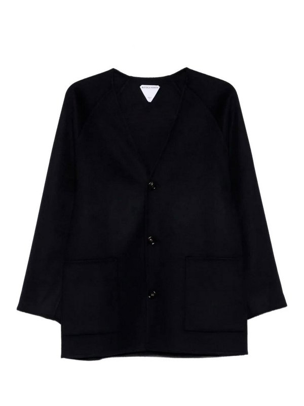 BOTTEGA VENETA: ショートコート - ショートコート - ダークブルー