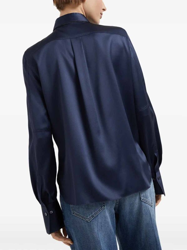 Satin Shirt With Monili shop online: BRUNELLO CUCINELLI