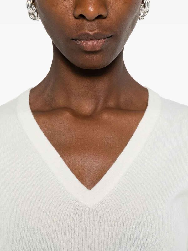 Pull Col Rond - Blanc shop online: BRUNELLO CUCINELLI