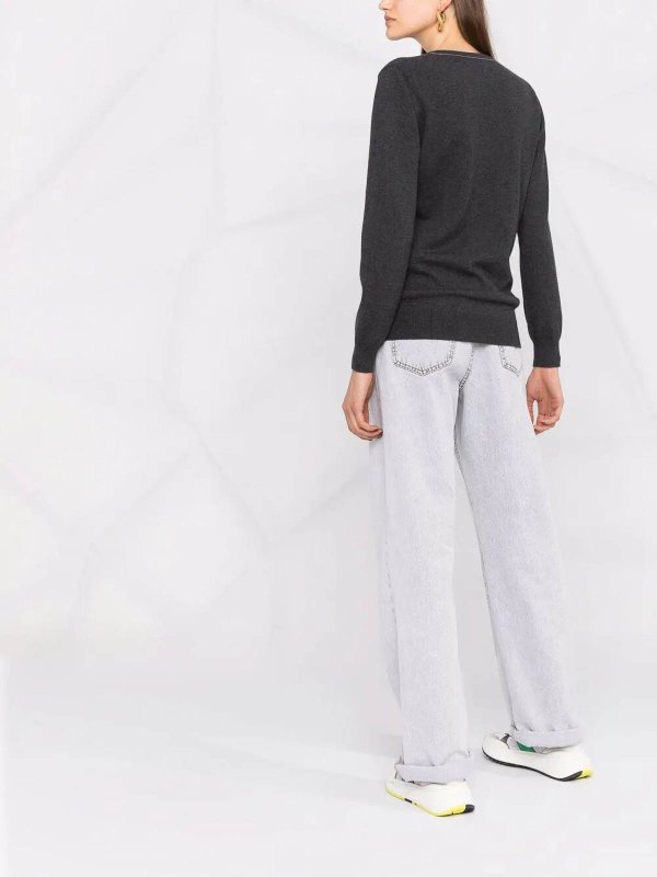 クルーネック - 黒 shop online: BRUNELLO CUCINELLI