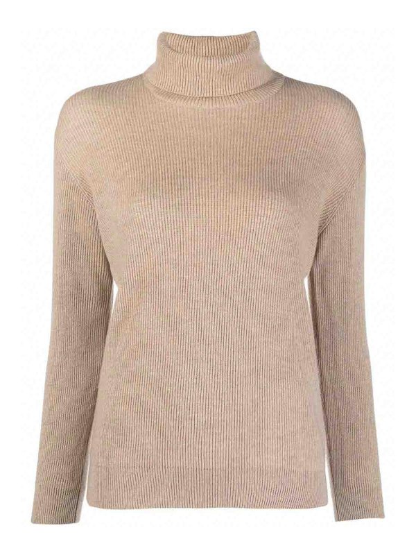 BRUNELLO CUCINELLI: Strickpullover mit Rundhalsausschnitt - Rundhalspullover - Braun