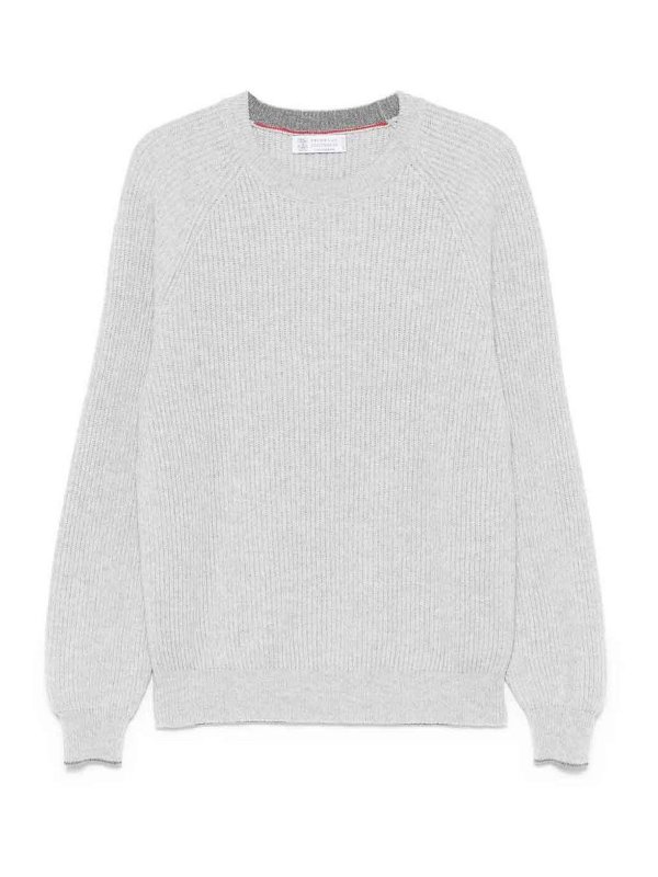 BRUNELLO CUCINELLI: Strickpullover mit Rundhalsausschnitt - Rundhalspullover - Schwarz