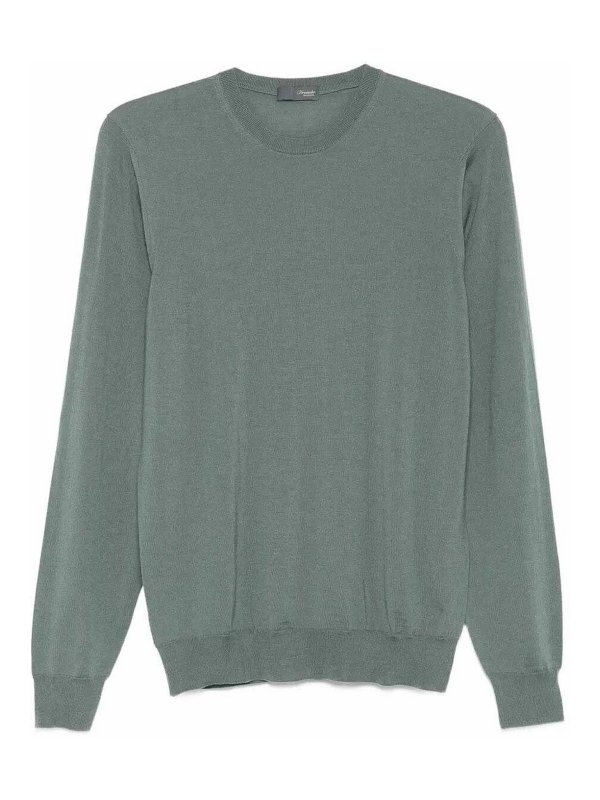 DRUMOHR: Strickpullover mit Rundhalsausschnitt - Rundhalspullover - Grün