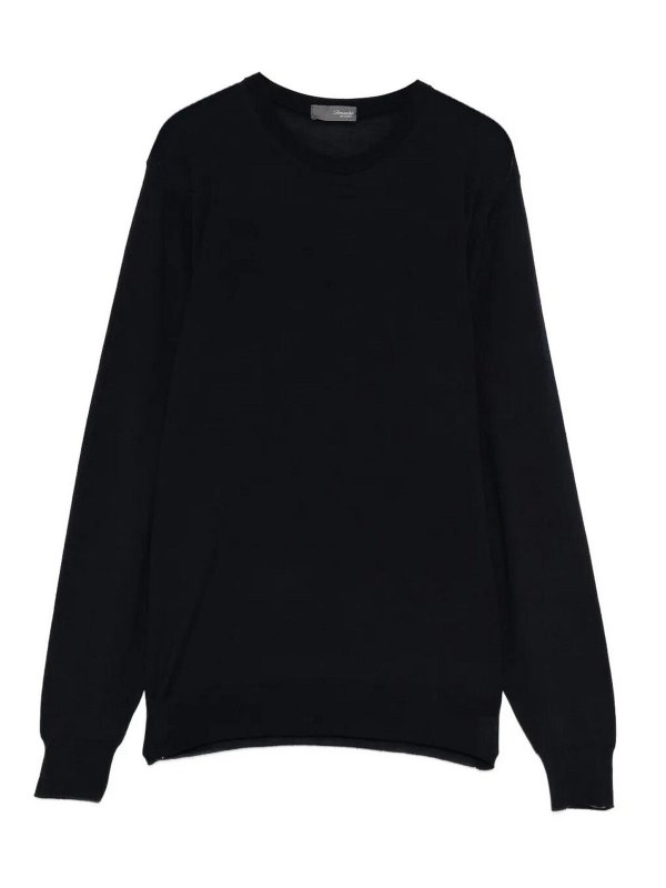 DRUMOHR: Suéteres con cuello pico - Suéter Cuello Redondo - Azul Oscuro