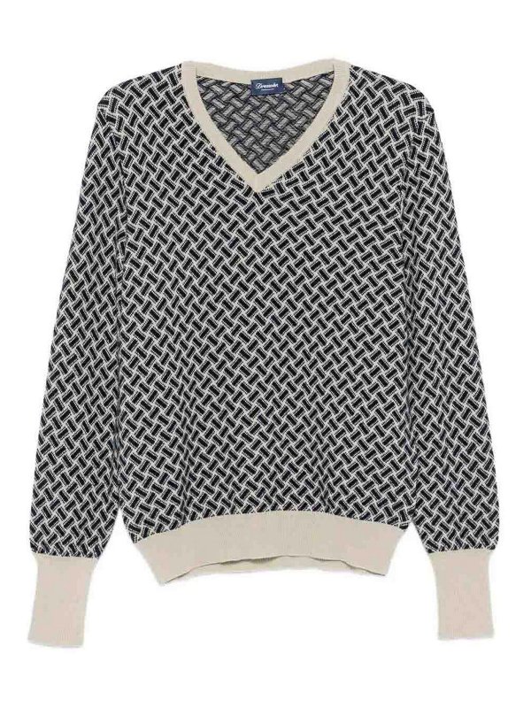 DRUMOHR: crew necks - Long Sleeve V-Neck Sweater