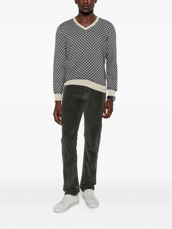 DRUMOHR: crew necks online - Long Sleeve V-Neck Sweater