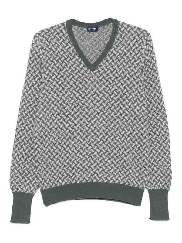 DRUMOHR: crew necks - Long Sleeve V-Neck Sweater