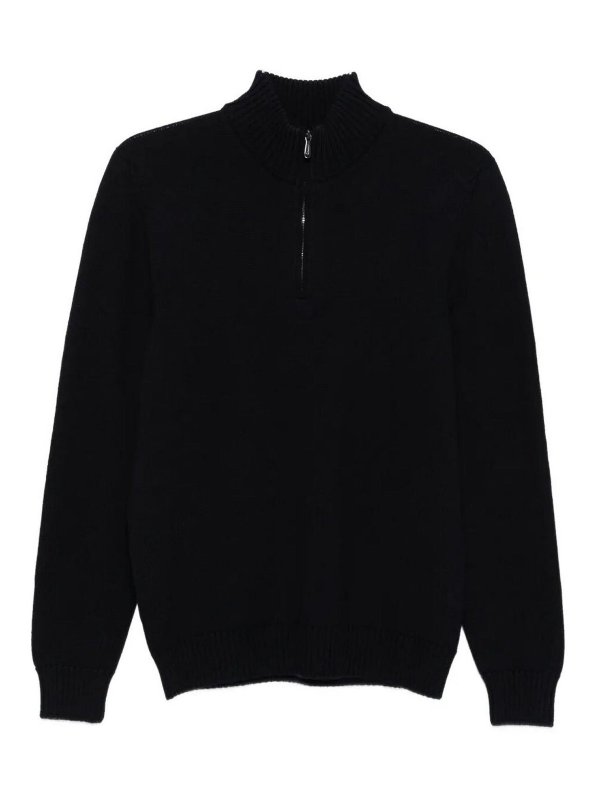 DRUMOHR: crew necks - Long Sleeve Mock-Neck Zip Sweater