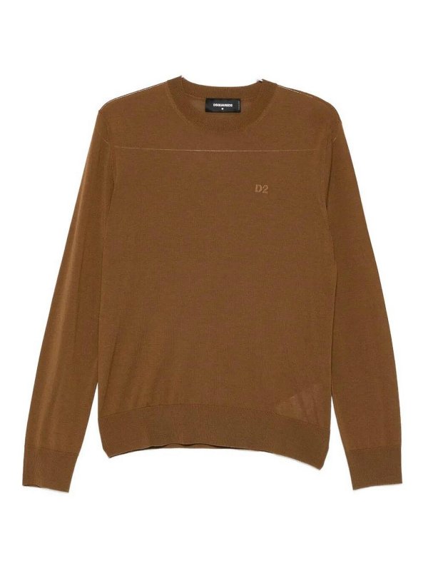 DSQUARED2: crew necks - `D2` Wool Crew-Neck Sweater