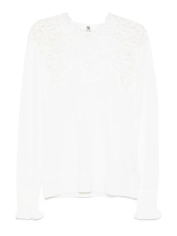 ERMANNO SCERVINO: Strickpullover mit Rundhalsausschnitt - Rundhalspullover - Weiß