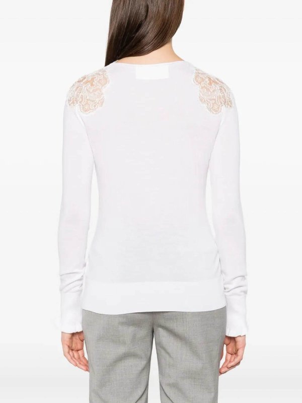 The Best Shops ERMANNO SCERVINO: Strickpullover mit Rundhalsausschnitt - Rundhalspullover - Weiß