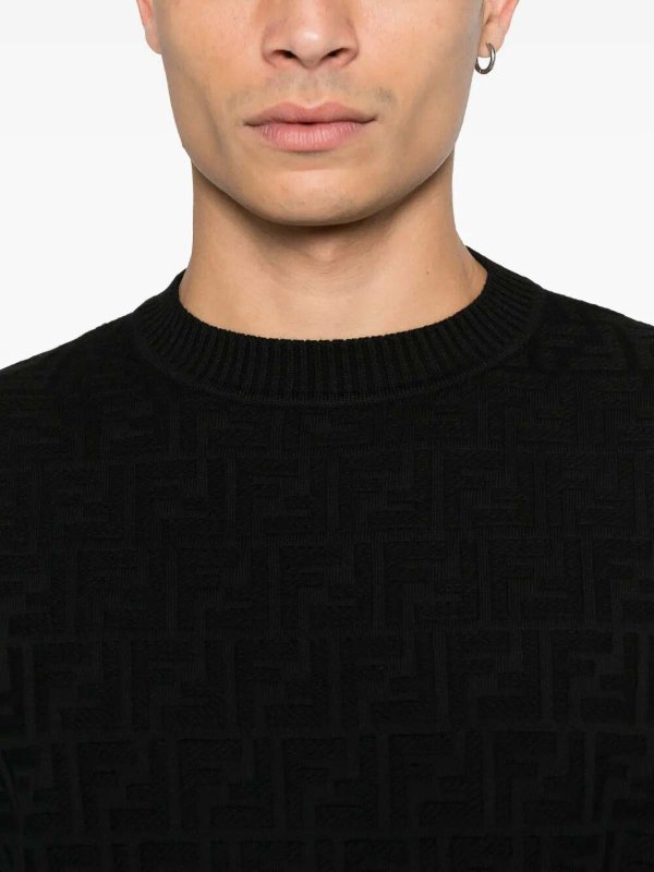 The Best Shops FENDI: crew necks - ` Zucca Allover` Crew-Neck Sweater