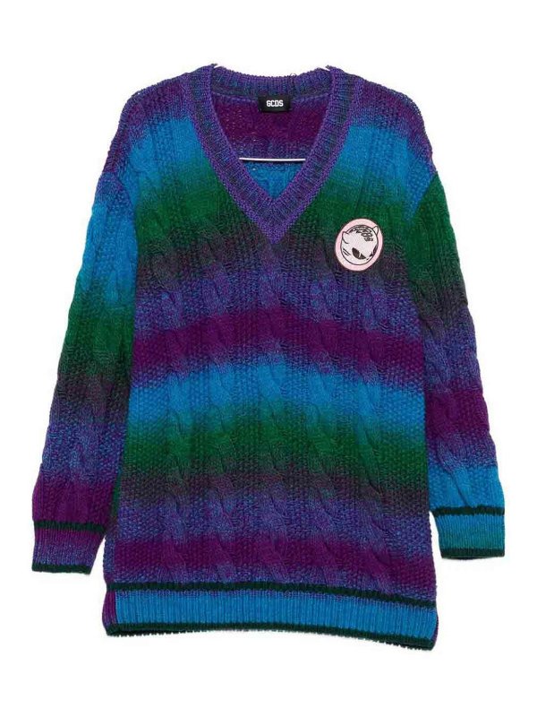 GCDS: Suéteres con cuello pico - Suéter Cuello Redondo - Azul