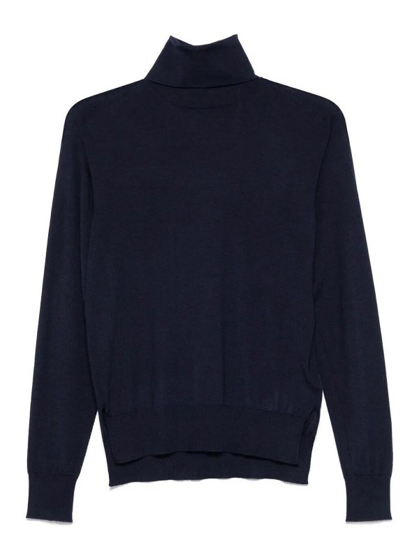 JIL SANDER: Strickpullover mit Rundhalsausschnitt - Rundhalspullover - Blau