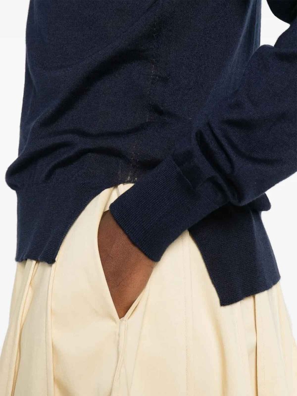 The Best Shops JIL SANDER: Strickpullover mit Rundhalsausschnitt - Rundhalspullover - Blau