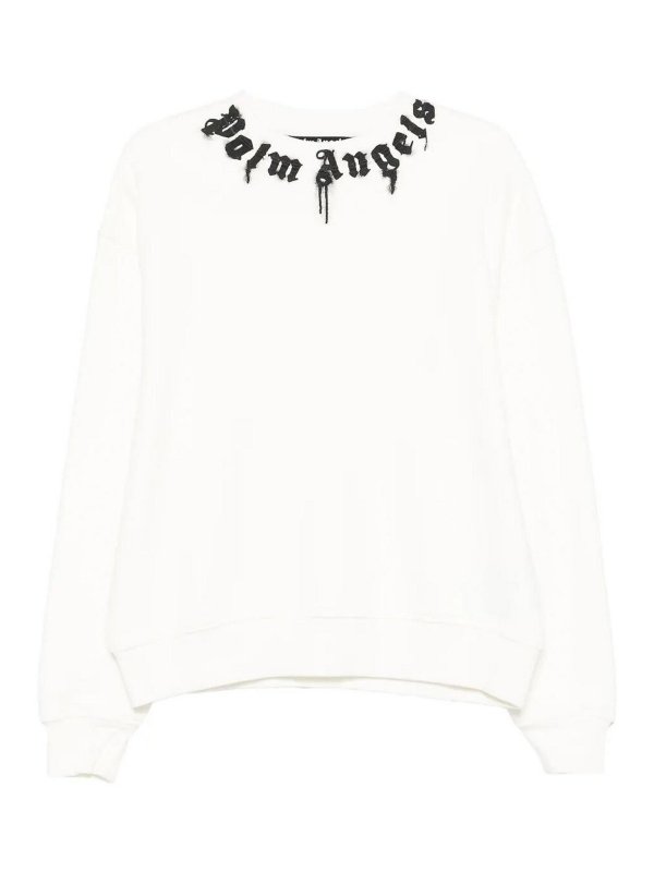 Palm Angels: Sweatshirts & Sweaters - `Neck Logo` Regular Crew-Neck
