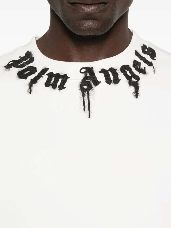 Palm Angels: Sweatshirts & Sweaters online - `Neck Logo` Regular Crew-Neck