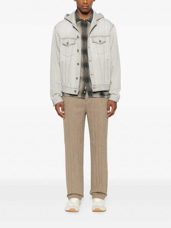 Palm Angels: casual jackets online - `Curved Logo` Denim Jacket