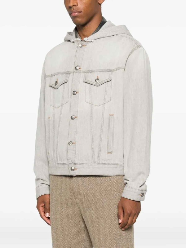 The Best Shops Palm Angels: casual jackets - `Curved Logo` Denim Jacket