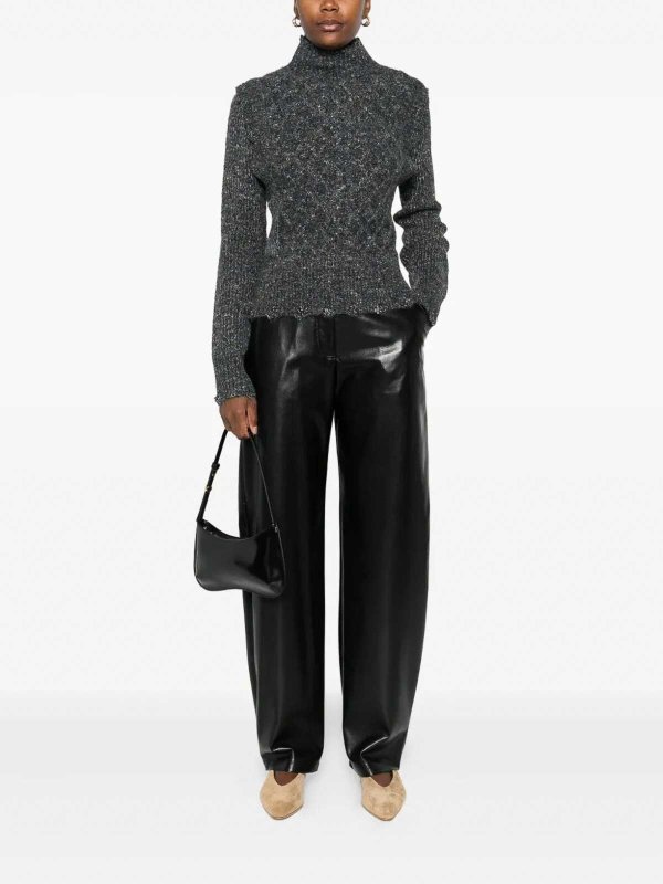 Pinko: Pantalons en cuir online - Pantalons En Cuir - Noir